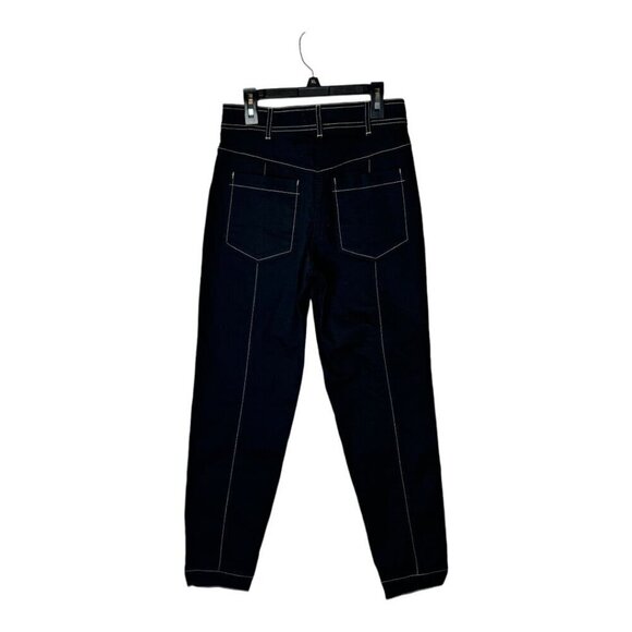Something Navy Pants Women 4 Black White Contrast Stitching Denim Ankle Jeans - Picture 3 of 10
